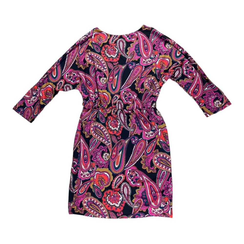 Trina Turk Birch Mini Dress S Women's 3/4 Sleeve Paisley Strech Elastic Waist - Picture 14 of 16
